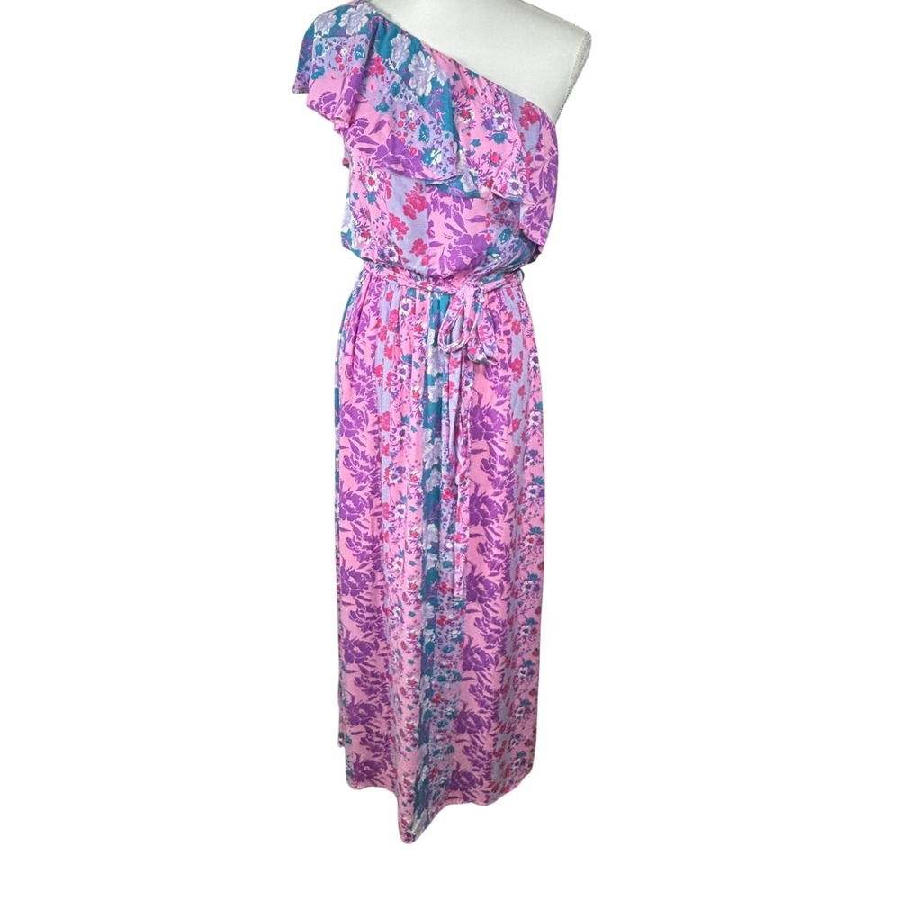 Cottagecore Floral Maxi Dress One Shoulder Ruffle Boho Spring Party Garden 1X XL